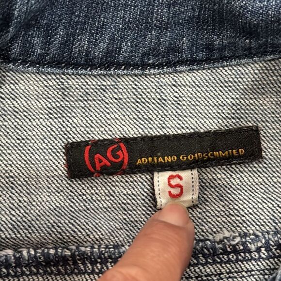 AG Adriano Goldschmied EMILY Women's Blue Denim Jean Jacket Med Wash Size S - Picture 4 of 12